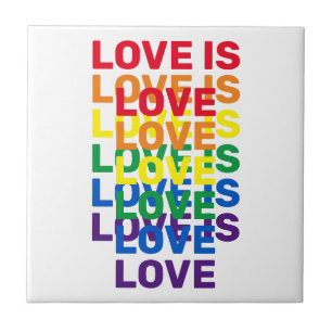 Love is love rainbow modern typography pattern ceramic tile