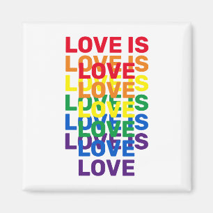 Love is love rainbow modern typography pattern magnet