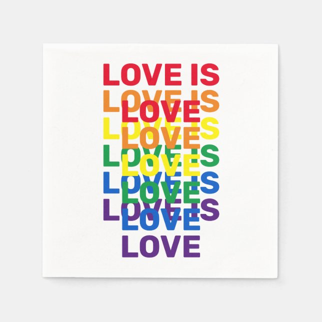 Love is love rainbow modern typography pattern napkin (Front)