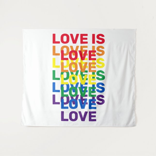 Love is love rainbow modern typography pattern tapestry (Front (Horizontal))