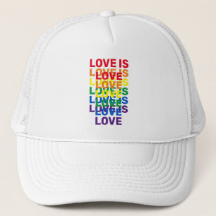 Love is love rainbow modern typography pattern trucker hat
