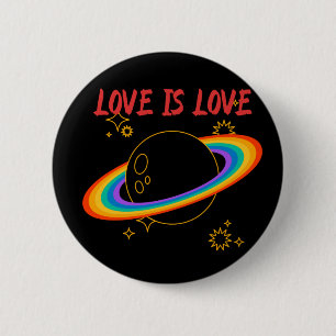 Love is love. Rainbow planet. LGBTQ+pride        6 Cm Round Badge
