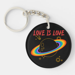 Love is love. Rainbow planet. LGBTQ+pride Key Ring