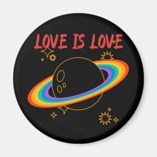 Love is love. Rainbow planet. LGBTQ+pride Magnet