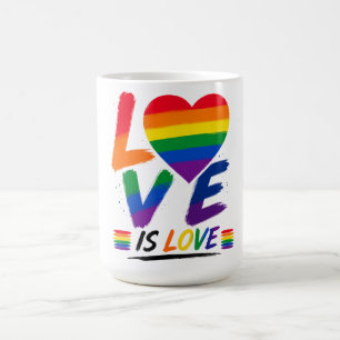 Love Is Love – Rainbow Pride Brush Design Coffee Mug