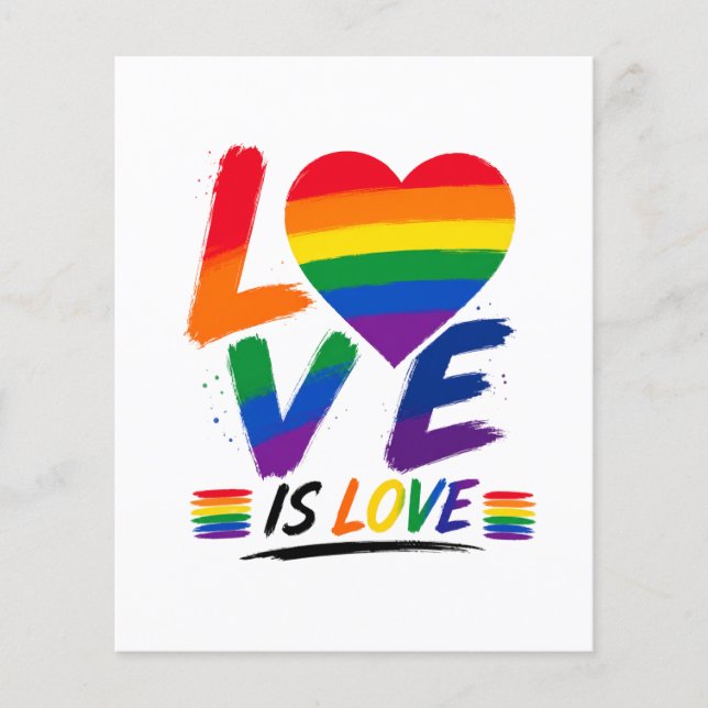 Love Is Love – Rainbow Pride Brush Design Flyer (Front)