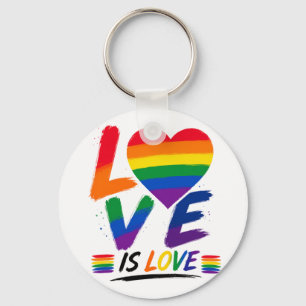 Love Is Love – Rainbow Pride Brush Design Key Ring