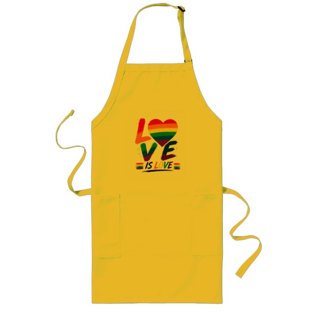 Love Is Love – Rainbow Pride Brush Design Long Apron (Front)