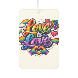 Love Is Love – Rainbow Pride Typography Car Air Freshener