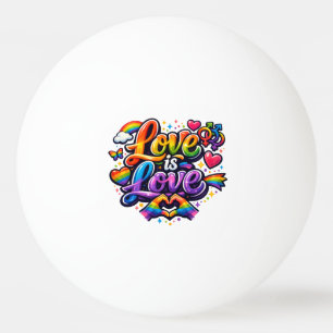 Love Is Love – Rainbow Pride Typography Ping Pong Ball