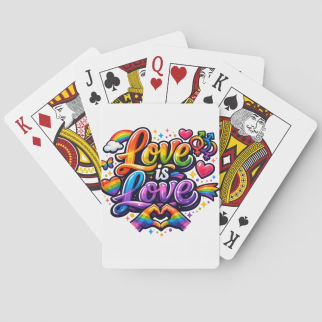 Love Is Love – Rainbow Pride Typography Playing Cards (Back)