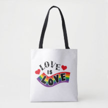 Love Is Love Rainbow Ribbon Typography with Hearts
