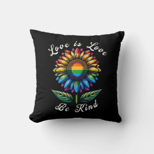 Love Is Love Rainbow Sunflower LGBT+ Gay Lesbian P Cushion