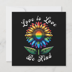 Love Is Love Rainbow Sunflower LGBT+ Gay Lesbian P Invitation