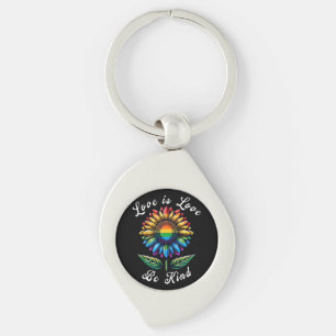 Love Is Love Rainbow Sunflower LGBT+ Gay Lesbian P Key Ring