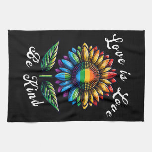 Love Is Love Rainbow Sunflower LGBT+ Gay Lesbian P Tea Towel