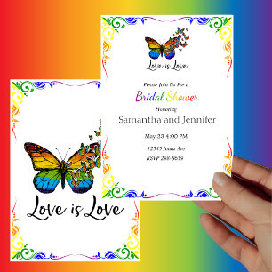 Love is Love Rainbow Theme Bridal Shower Invitation