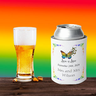 Love is Love Rainbow Theme Wedding Can Cooler