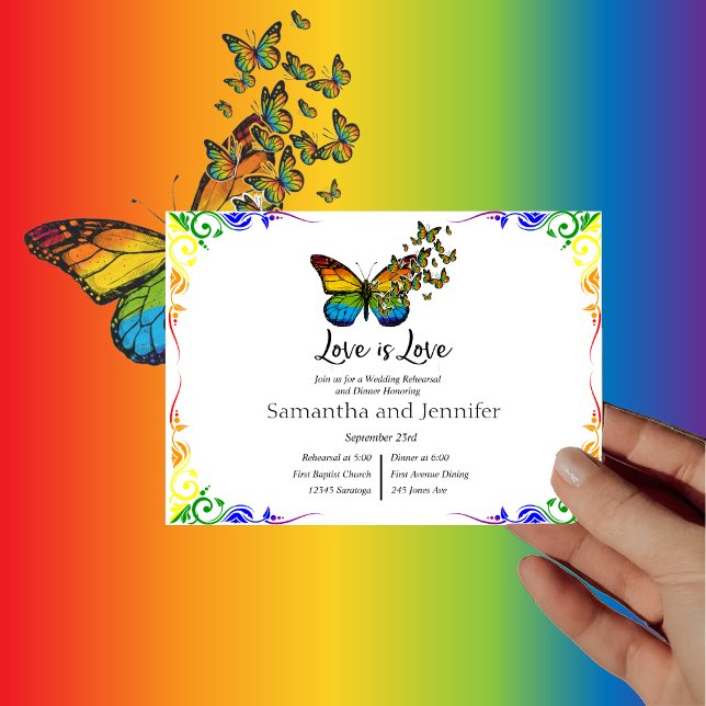 Love is Love Rainbow Theme Wedding Rehearsal  Invitation (Creator Uploaded)
