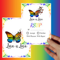 Love is Love Rainbow Theme Wedding RSVP Card