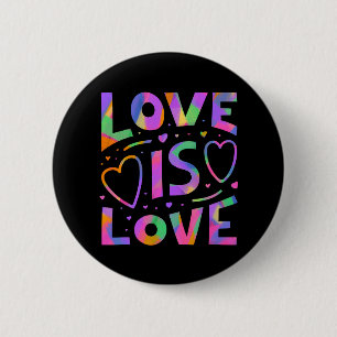 Love is Love Rainbow Typography on black 6 Cm Round Badge