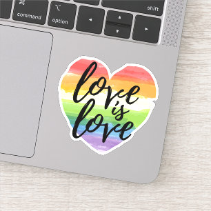 Love is Love   Rainbow Watercolor Heart