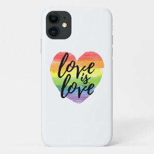 Love is Love Rainbow Watercolor Heart iPhone 11 Case