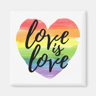 Love is Love | Rainbow Watercolor Heart Magnet