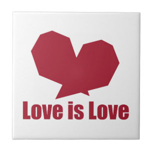 Love is love red heart ceramic tile