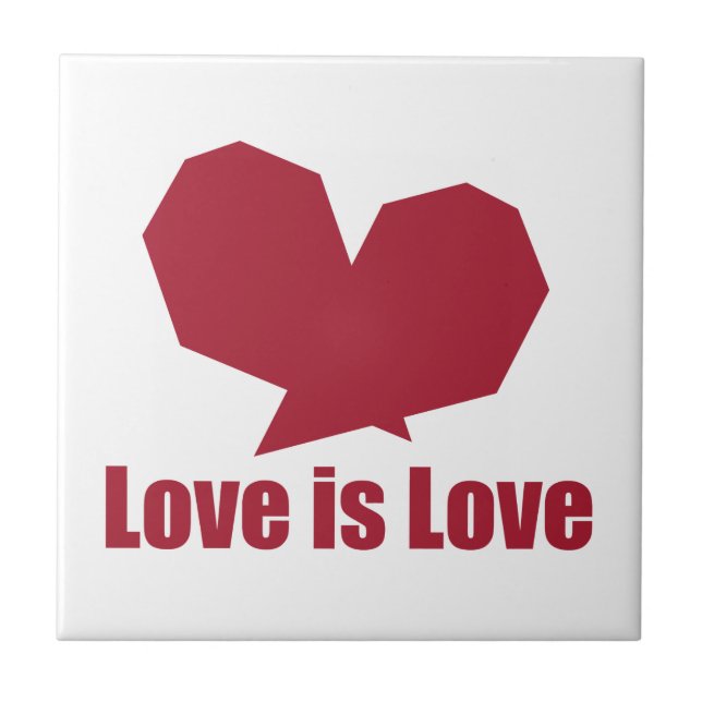Love is love red heart ceramic tile (Front)