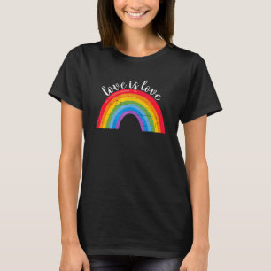 Love Is Love Retro Rainbow LGBTQ Flag Gay Pride LG T-Shirt