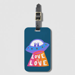LOVE IS LOVE Space Aliens Colourful RAINBOW Luggage Tag