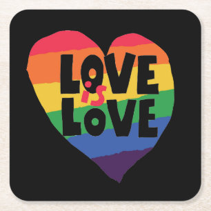 Love is Love Square Paper Coaster
