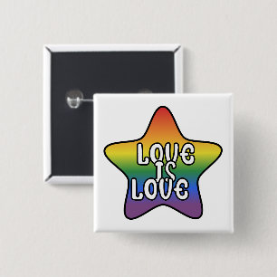 Love Is Love Star Rainbow LGBT Flag Colour Gradien 15 Cm Square Badge