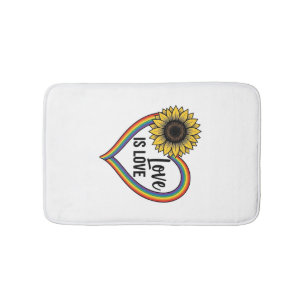 Love Is Love Sunflower Heart Vintage Vector Shirt_ Bath Mat