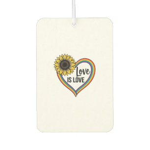 Love Is Love Sunflower Heart Vintage Vector Shirt_ Car Air Freshener