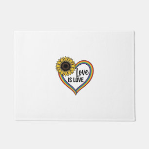 Love Is Love Sunflower Heart Vintage Vector Shirt_ Doormat