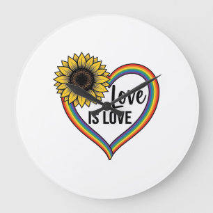 Love Is Love Sunflower Heart Vintage Vector Shirt_ Large Clock