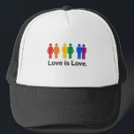 Love is Love Trucker Hat<br><div class="desc">Gay Humour,  Lesbian Humour,  and Pride Gear,  GLBT/LGBT T-shirts,  hoodies,  bumperstickers,  buttons,  signs,  posters,  and gay pride gifts from: http://www.GLBTshirts.com</div>