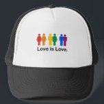 Love is Love Trucker Hat<br><div class="desc">Gay Humour, Lesbian Humour, and Pride Gear, GLBT/LGBT T-shirts, hoodies, bumperstickers, buttons, signs, posters, and gay pride gifts from: http://www.GLBTshirts.com</div>