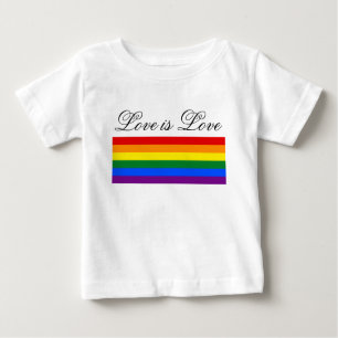 Love is Love Typography Gay Pride LGBT Rainbow Baby T-Shirt