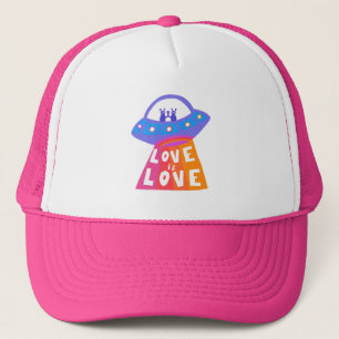 LOVE IS LOVE UFO Cute Colourful Rainbow Pride Trucker Hat