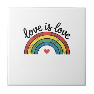 Love Is Love Vintage Rainbow Heart Shirt Design_1 Ceramic Tile