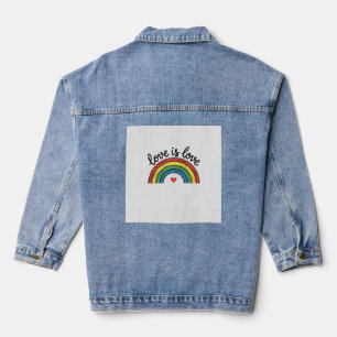 Love Is Love Vintage Rainbow Heart Shirt Design_1 Denim Jacket