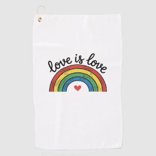 Love Is Love Vintage Rainbow Heart Shirt Design_1 Golf Towel