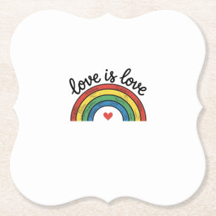Love Is Love Vintage Rainbow Heart Shirt Design_1 Paper Coaster