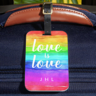 Love is Love Watercolor Gay Pride Rainbow   Luggage Tag