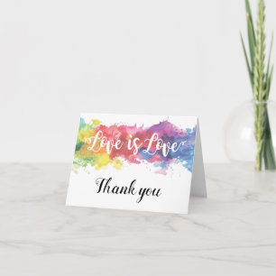 Love is Love watercolor rainbowl thank you note
