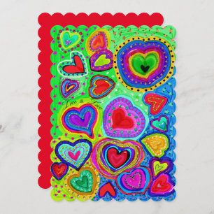 Love is Love Whimsical Folk Hearts Valentine