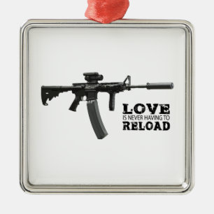 Love is Never Having To Reload AR-15 Metal Tree Decoration